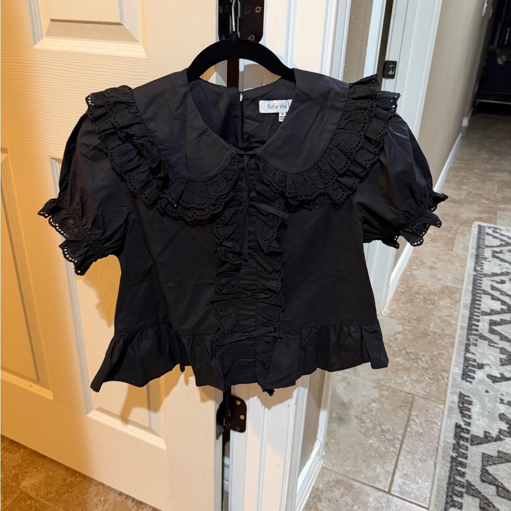 Elegant Black Ruffled Blouse